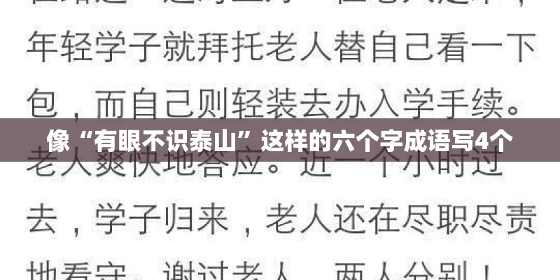 像“有眼不识泰山”这样的六个字成语写4个