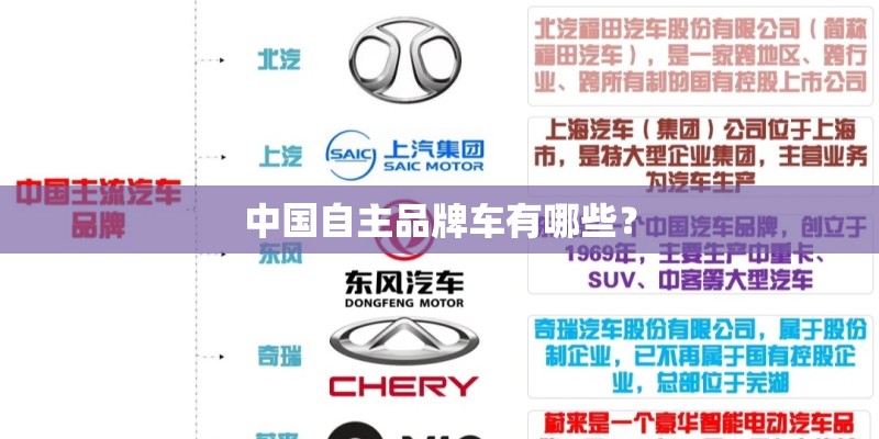 中国自主品牌车有哪些？