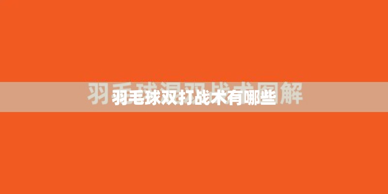 羽毛球双打战术有哪些 羽毛球双打战术有哪些