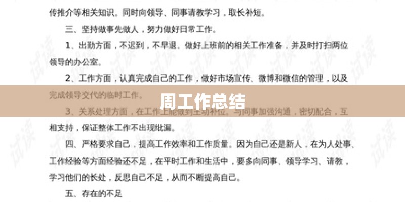 周工作总结 周工作总结