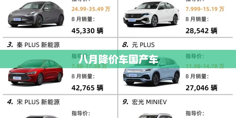 八月降价车国产车 八月降价车国产车
